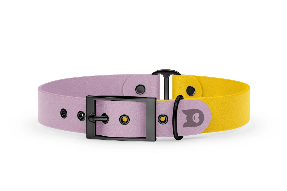 Dog Collar Duo: Lilac & Yellow with Black