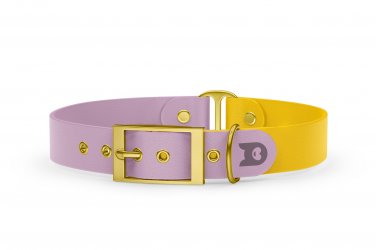 Dog Collar Duo: Lilac & Yellow with Gold
