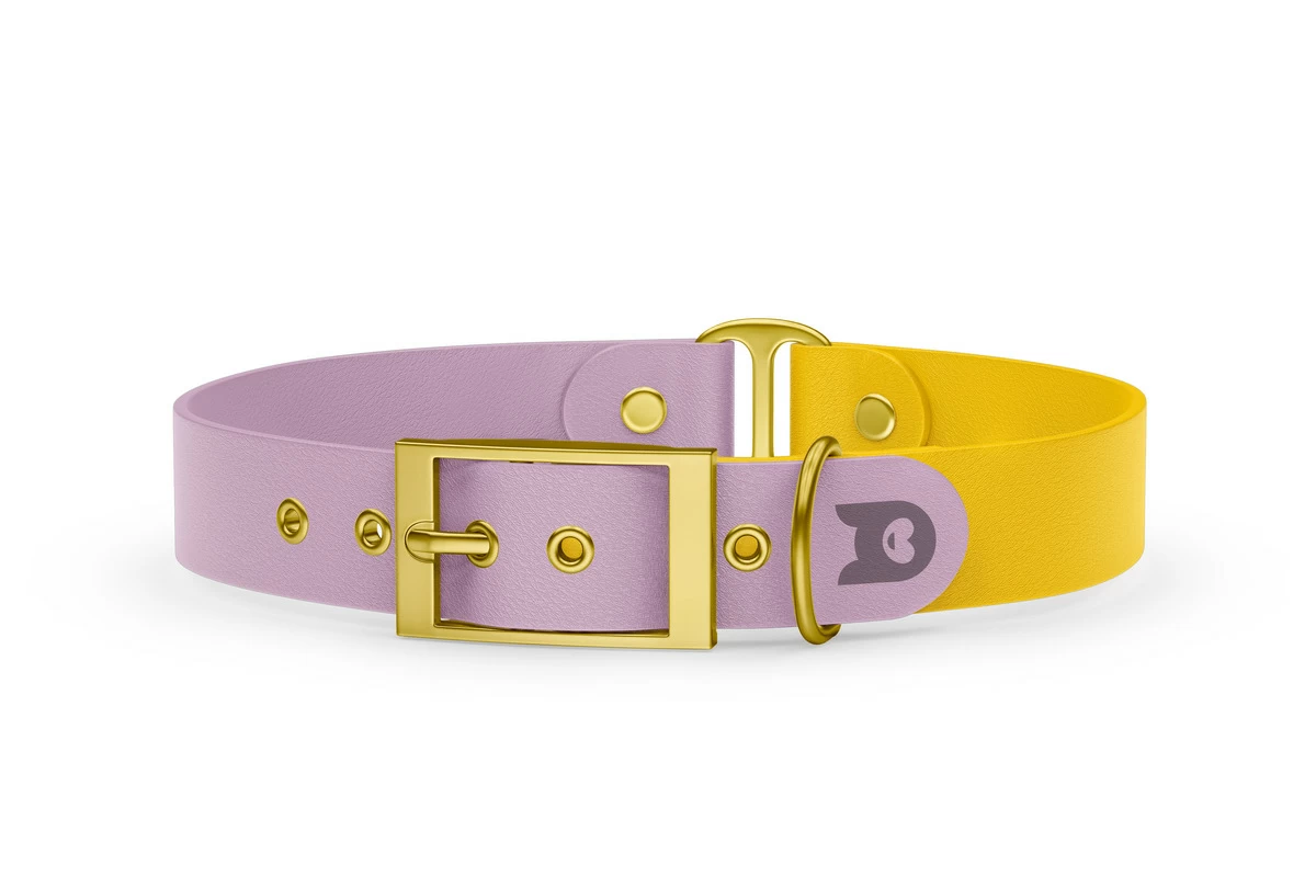 Dog Collar Duo: Lilac & Yellow with Gold