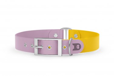 Dog Collar Duo: Lilac & Yellow with Silver