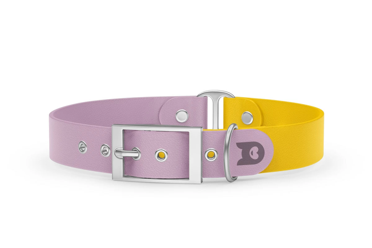 Dog Collar Duo: Lilac & Yellow with Silver