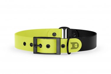 Dog Collar Duo: Neon yellow & Black with Black
