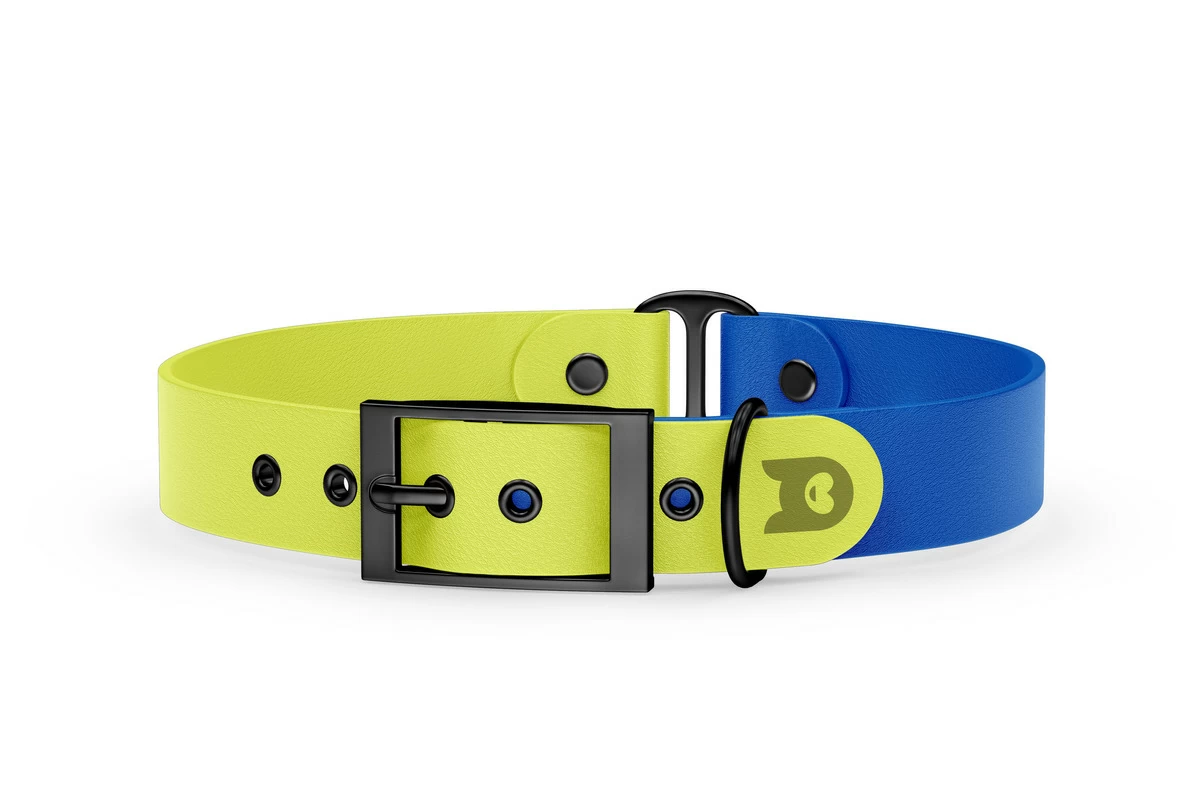 Dog Collar Duo: Neon yellow & Blue with Black