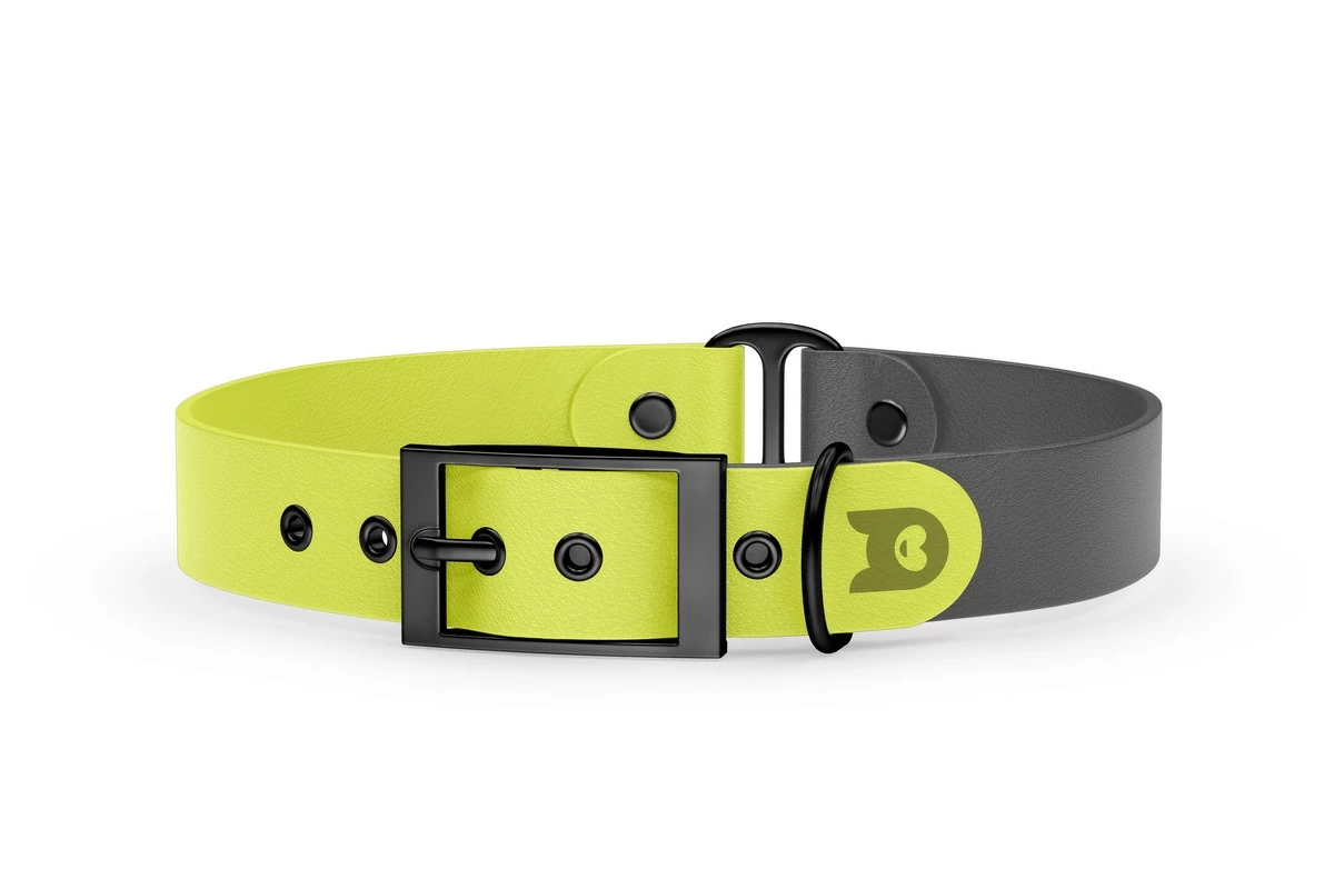 Dog Collar Duo: Neon yellow & Gray with Black