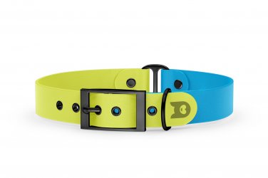 Dog Collar Duo: Neon yellow & Light blue with Black