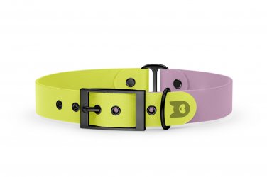 Dog Collar Duo: Neon yellow & Lilac with Black