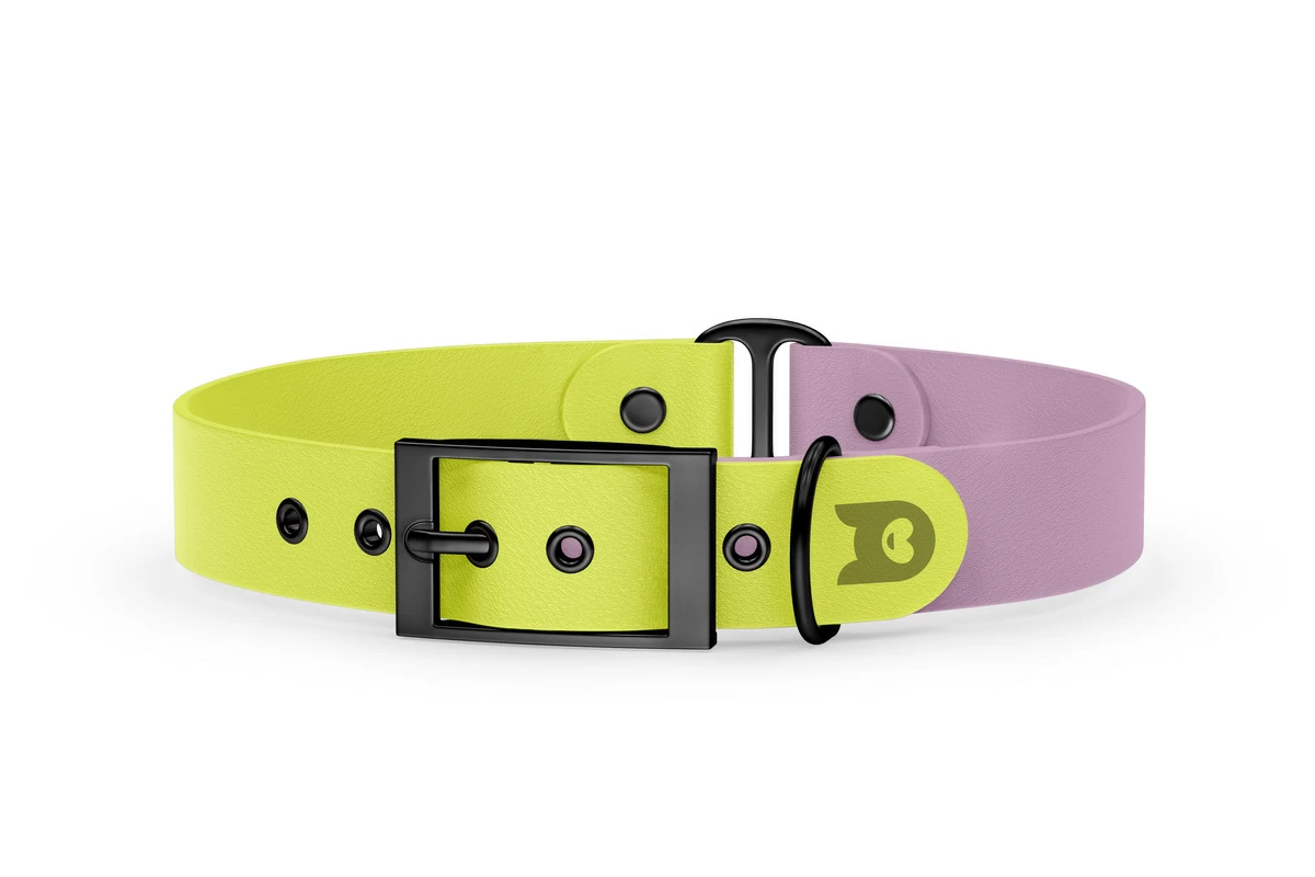 Dog Collar Duo: Neon yellow & Lilac with Black