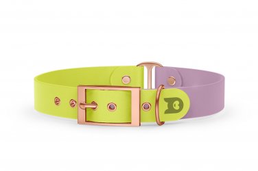 Dog Collar Duo: Neon yellow & Lilac with Rosegold