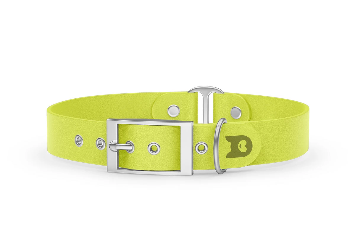Dog Collar Duo: Neon yellow & Neon yellow with Silver