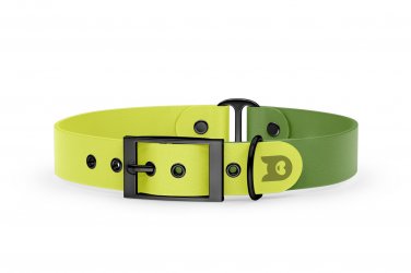 Dog Collar Duo: Neon yellow & Olive with Black