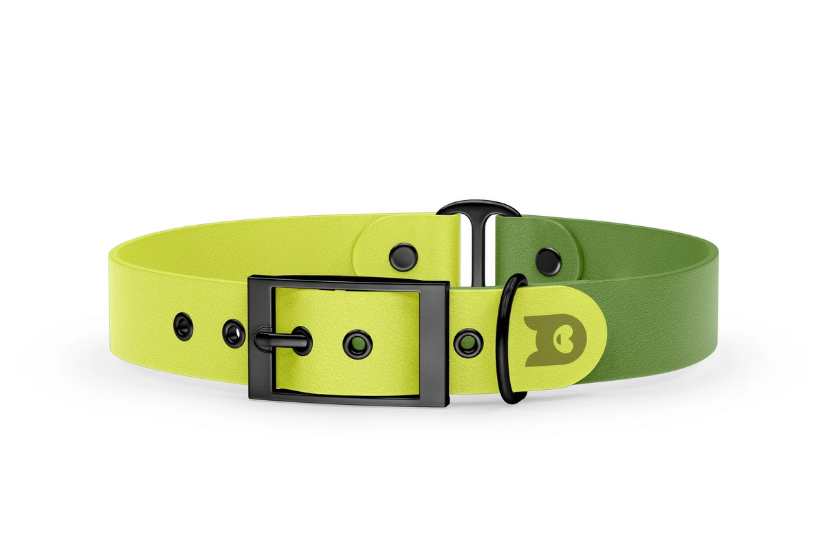 Dog Collar Duo: Neon yellow & Olive with Black