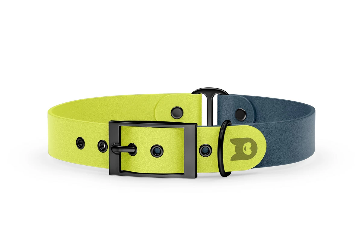 Dog Collar Duo: Neon yellow & Petrol with Black