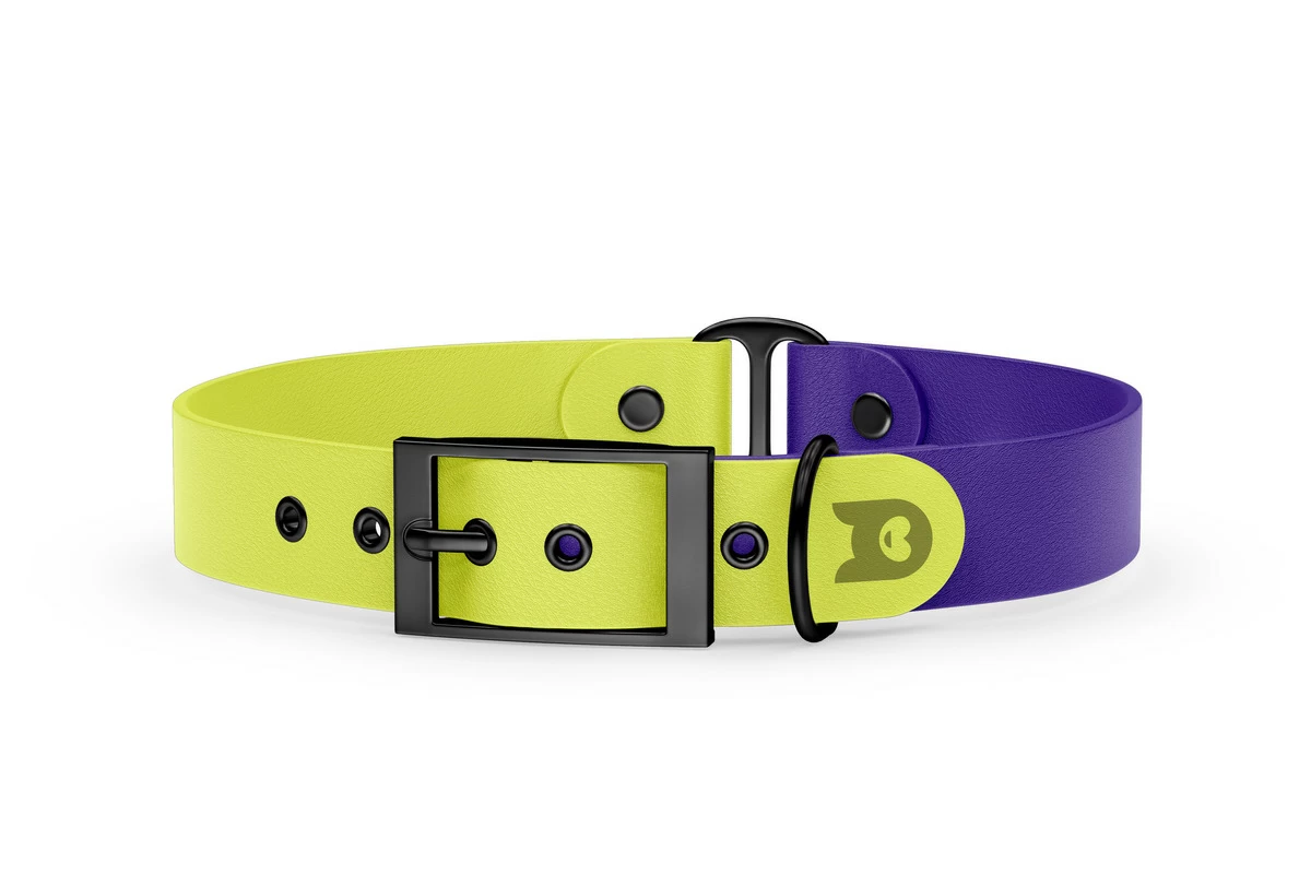 Dog Collar Duo: Neon yellow & Purple with Black