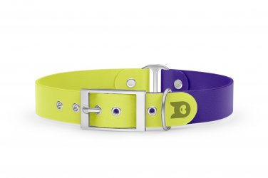 Dog Collar Duo: Neon yellow & Purple with Silver