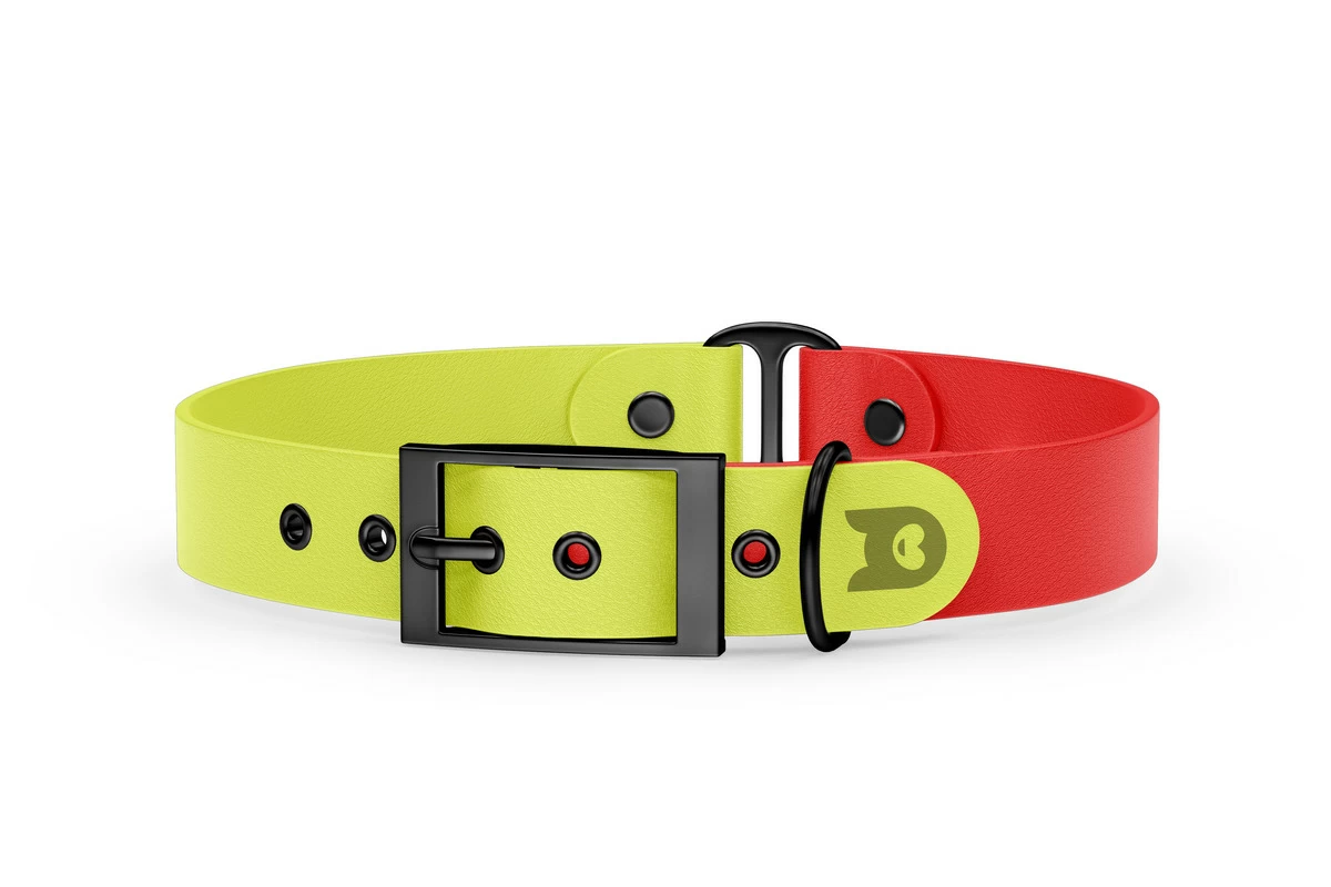 Dog Collar Duo: Neon yellow & Red with Black