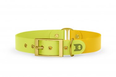 Dog Collar Duo: Neon yellow & Yellow with Gold