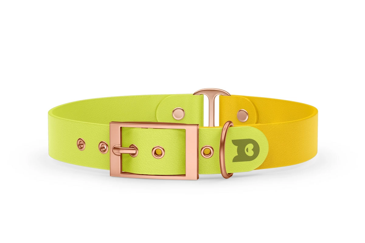 Dog Collar Duo: Neon yellow & Yellow with Rosegold