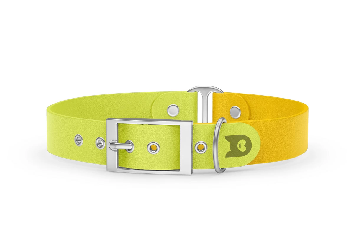 Dog Collar Duo: Neon yellow & Yellow with Silver