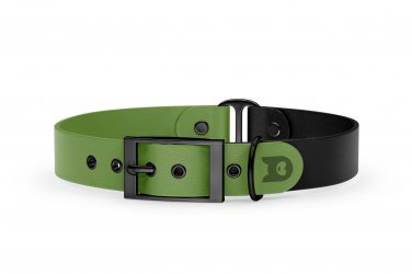 Dog Collar Duo: Olive & Black with Black