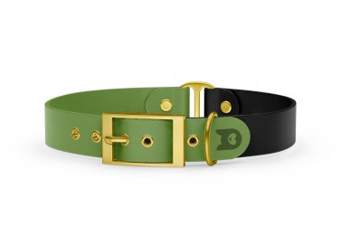 Dog Collar Duo: Olive & Black with Gold