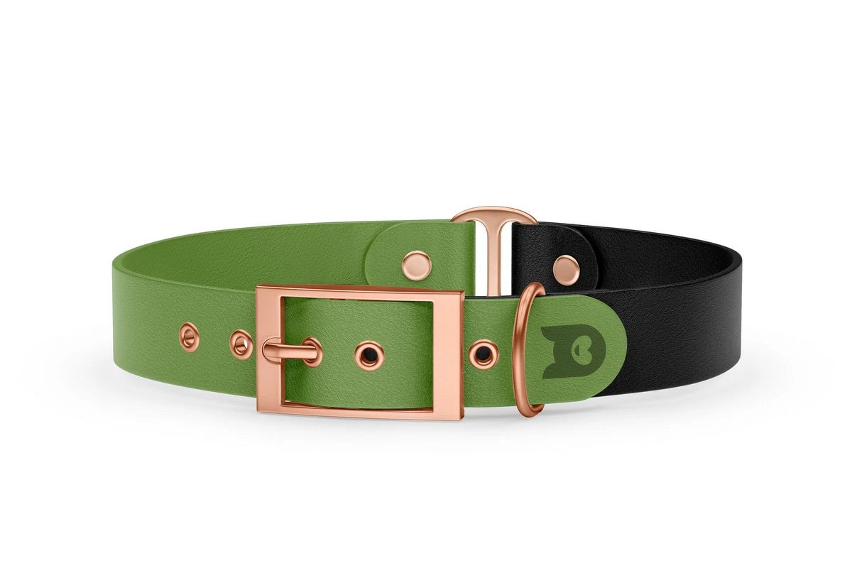 Dog Collar Duo: Olive & Black with Rosegold