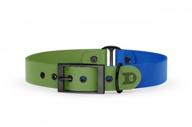 Dog Collar Duo: Olive & Blue with Black