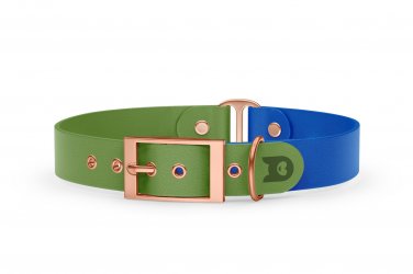 Dog Collar Duo: Olive & Blue with Rosegold