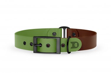 Dog Collar Duo: Olive & Dark brown with Black