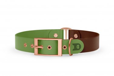 Dog Collar Duo: Olive & Dark brown with Rosegold