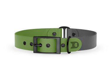 Dog Collar Duo: Olive & Gray with Black