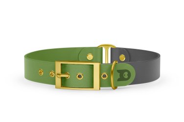 Dog Collar Duo: Olive & Gray with Gold