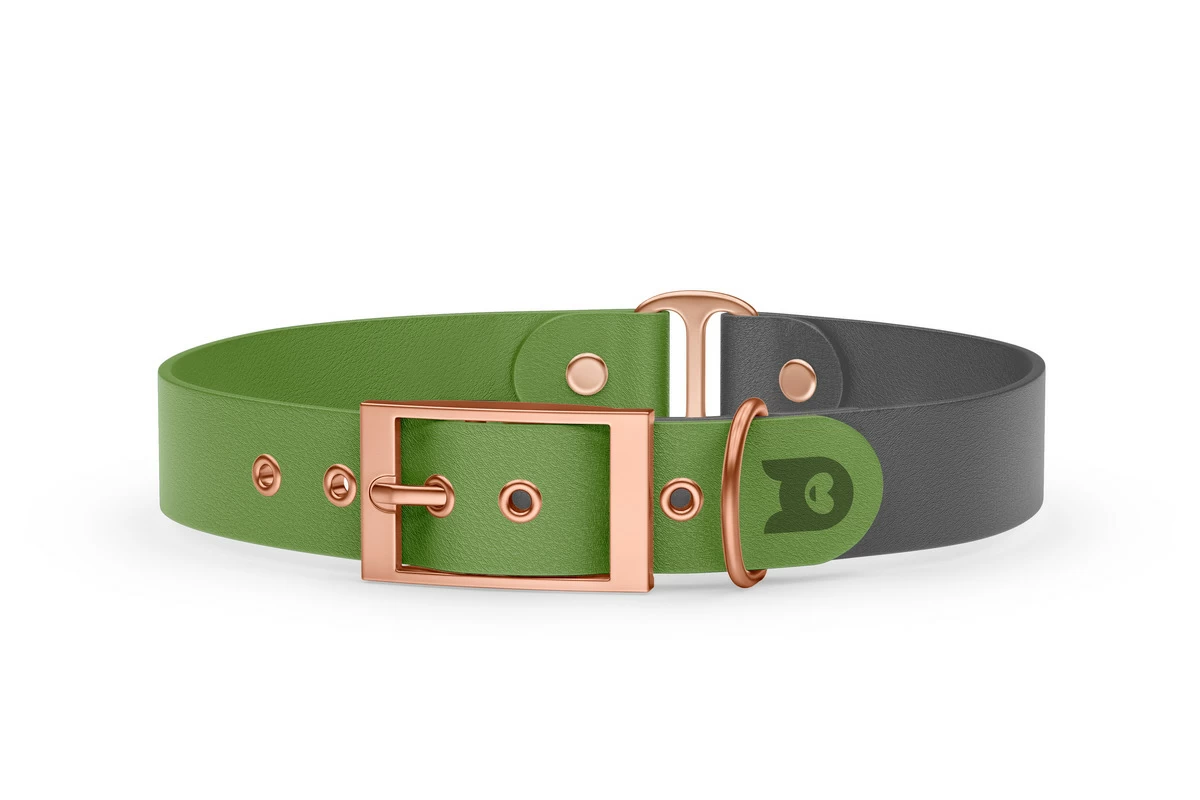 Dog Collar Duo: Olive & Gray with Rosegold