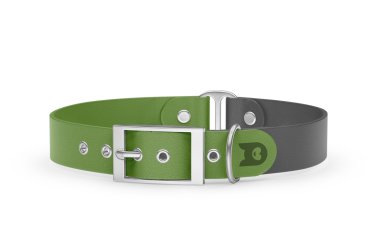 Dog Collar Duo: Olive & Gray with Silver