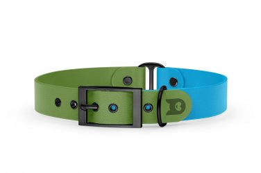 Dog Collar Duo: Olive & Light blue with Black