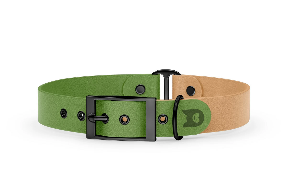 Dog Collar Duo: Olive & Light brown with Black