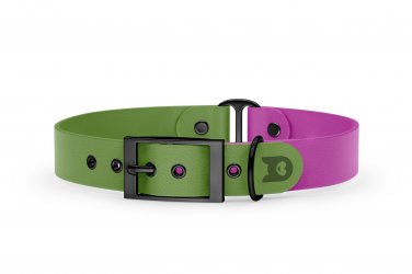 Dog Collar Duo: Olive & Light purple with Black