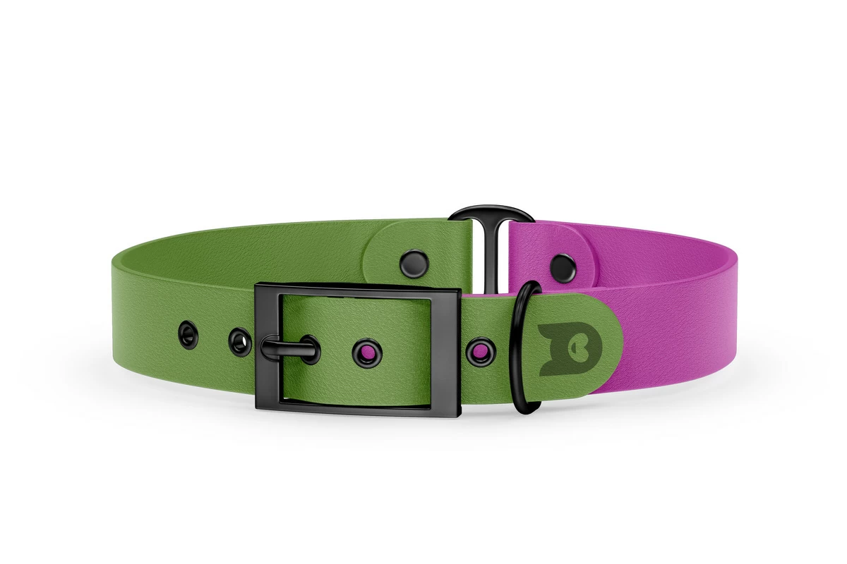 Dog Collar Duo: Olive & Light purple with Black