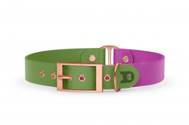 Dog Collar Duo: Olive & Light purple with Rosegold