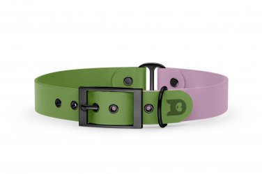 Dog Collar Duo: Olive & Lilac with Black