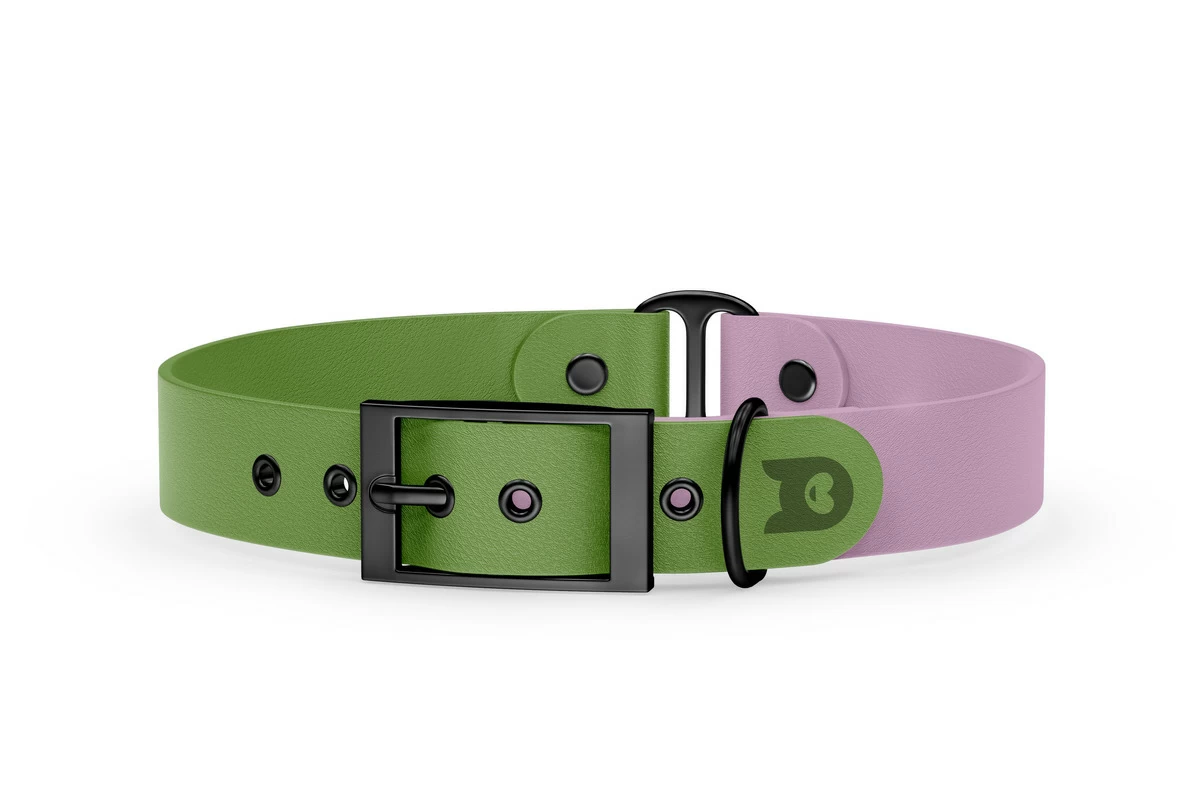 Dog Collar Duo: Olive & Lilac with Black