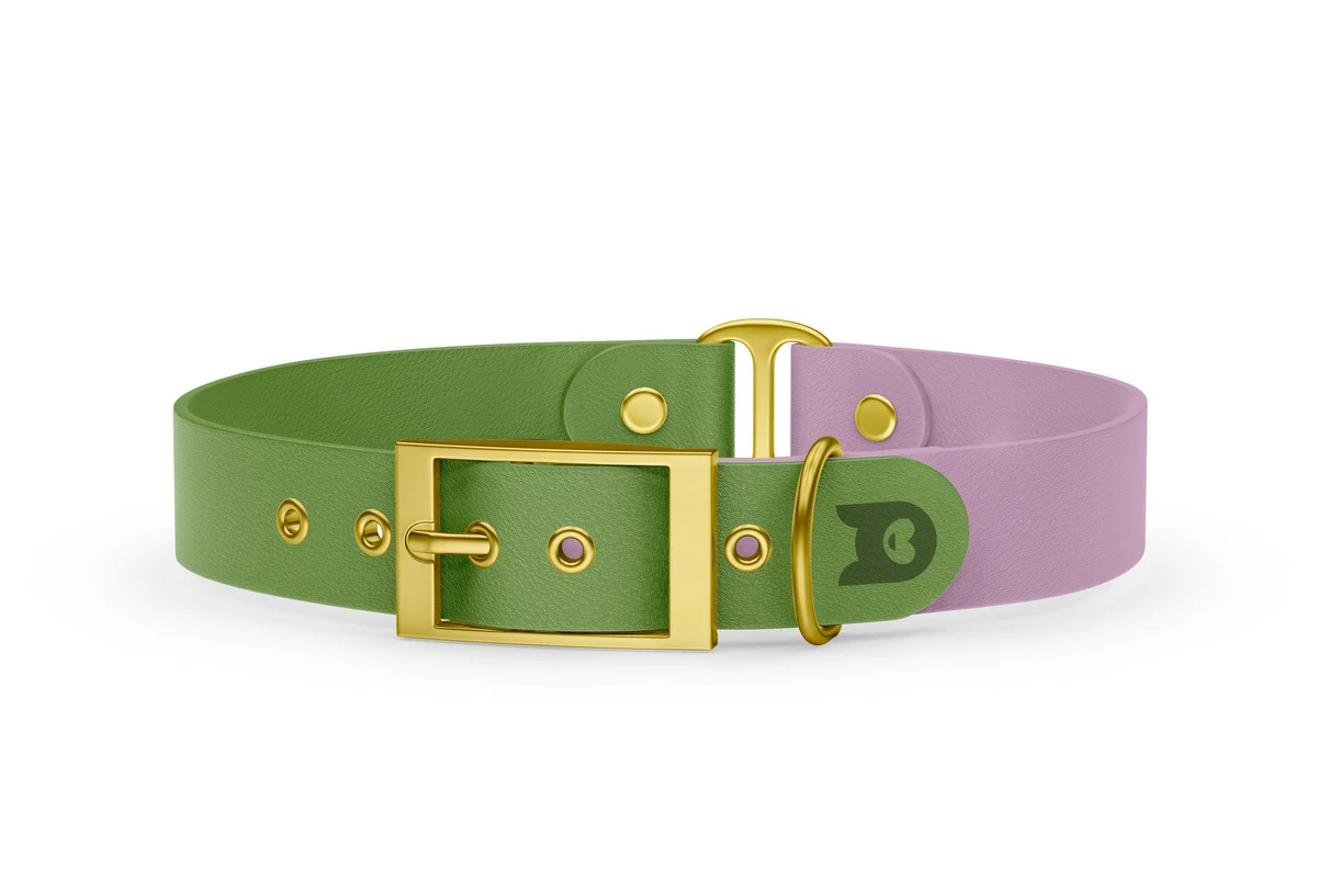 Dog Collar Duo: Olive & Lilac with Gold