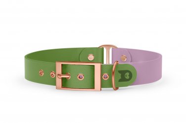 Dog Collar Duo: Olive & Lilac with Rosegold