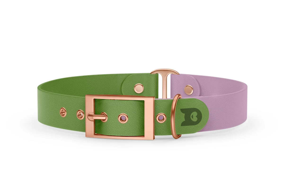 Dog Collar Duo: Olive & Lilac with Rosegold