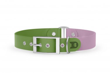 Dog Collar Duo: Olive & Lilac with Silver
