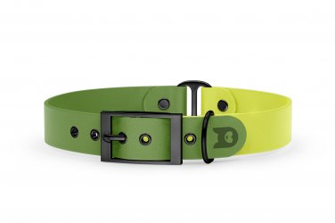 Dog Collar Duo: Olive & Neon yellow with Black