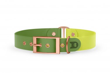 Dog Collar Duo: Olive & Neon yellow with Rosegold