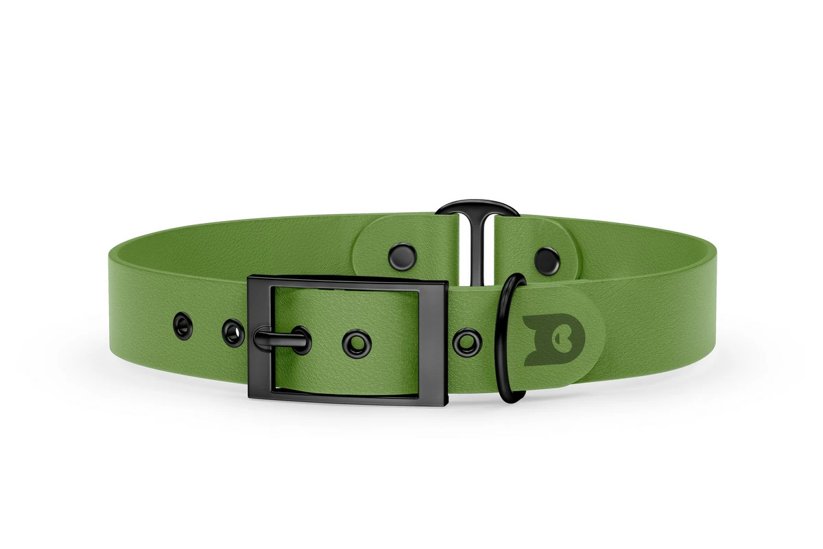 Dog Collar Duo: Olive & Olive with Black