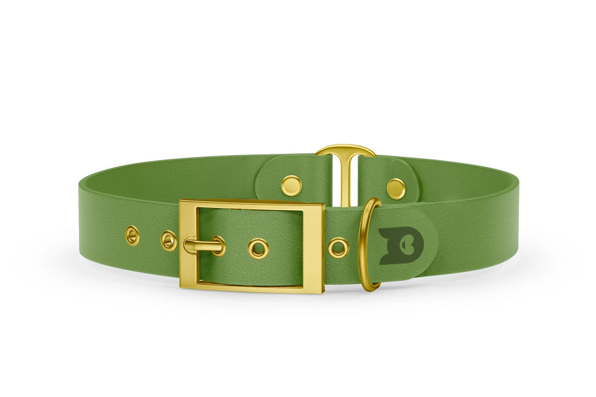 Dog Collar Duo: Olive & Olive with Gold