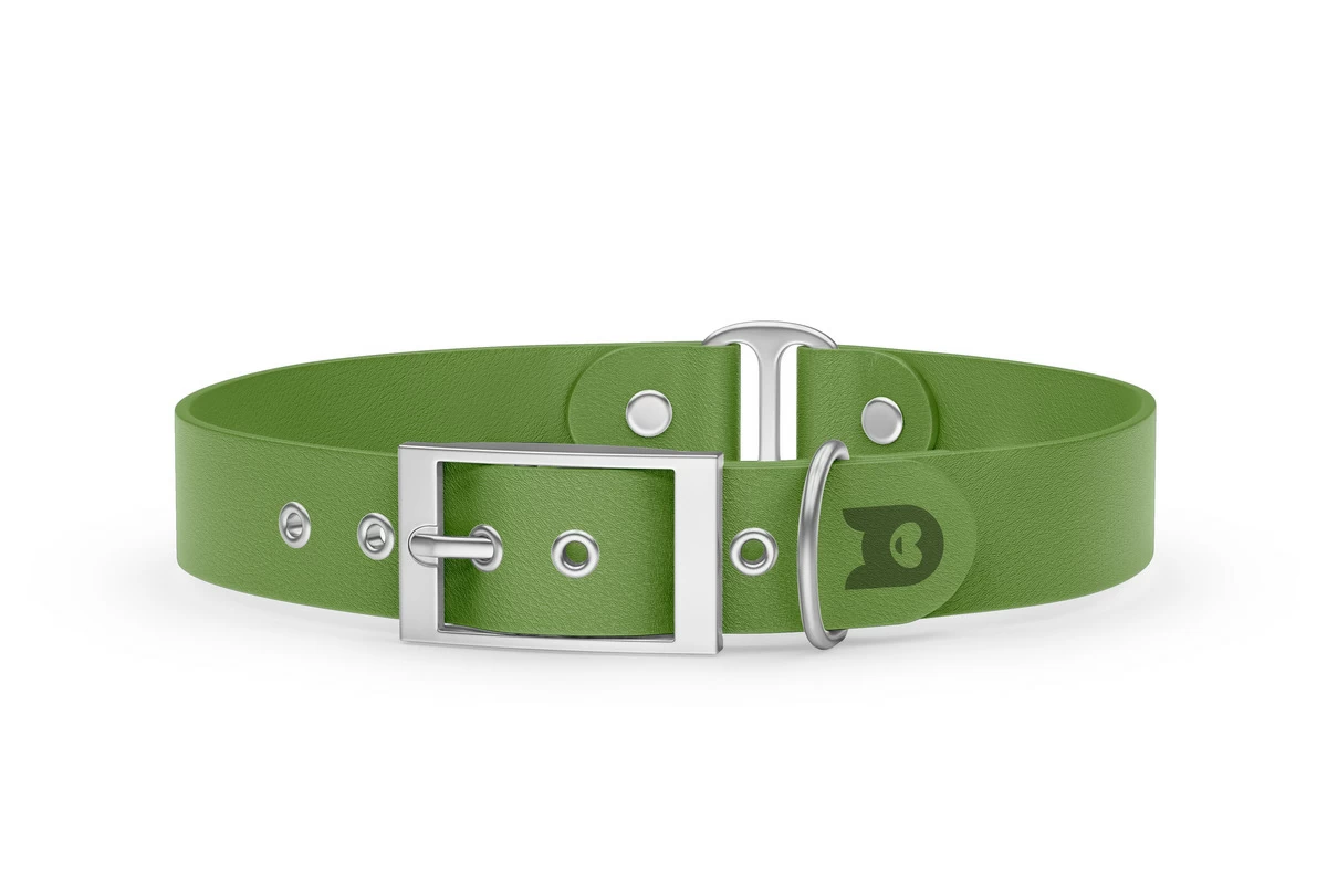 Dog Collar Duo: Olive & Olive with Silver