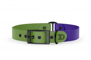 Dog Collar Duo: Olive & Purple with Black